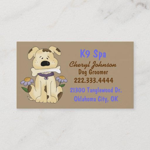 Customizable Cute Cartoon Dog Groomer Business Card