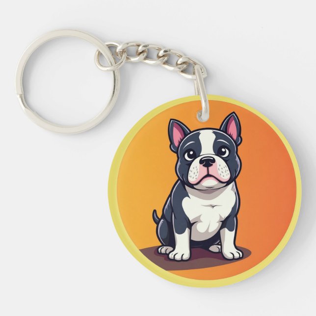 Cute Cartoon Dog Illustration Keychain (Front)