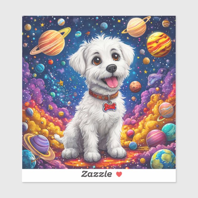 Cute cartoon dog in the space sticker (Sheet)