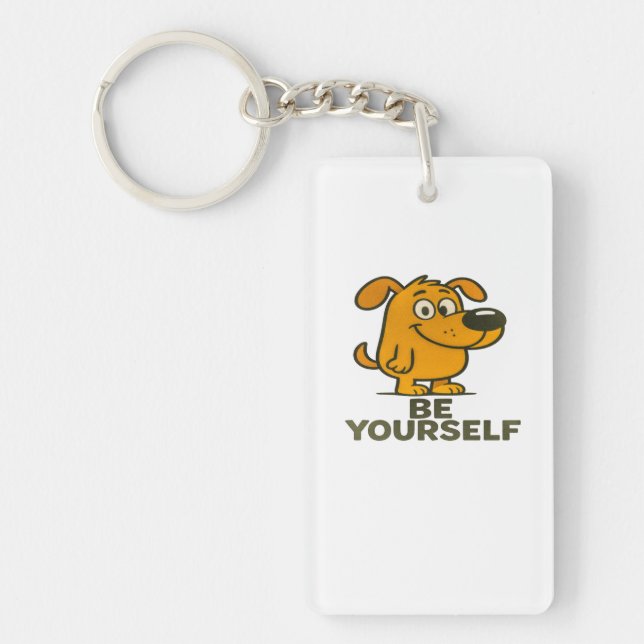Cute Cartoon Dog Keychain Inspirational BeYourself (Front)