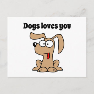 Cute Cartoon Dog Loves You Postcard