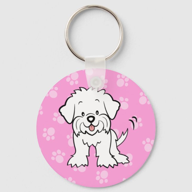 Cute Cartoon Dog Maltese Keychain (Front)