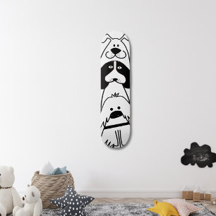 Cute Cartoon Dog Minimalist Pet Design  Skateboard