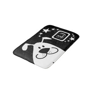 Cute Cartoon Dog Monogram Bath Mat