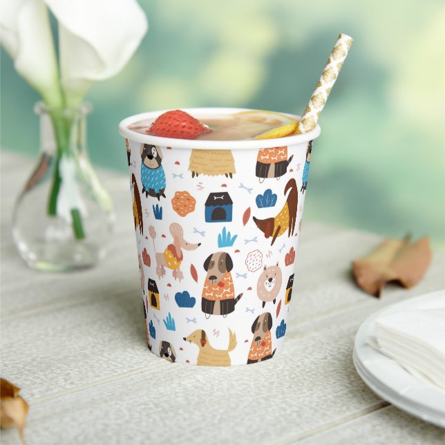 Cute cartoon dog pattern poodle doxie paper cups (Insitu)
