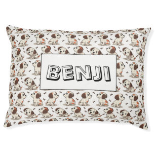 Cute cartoon dog pattern with pet name design bed
