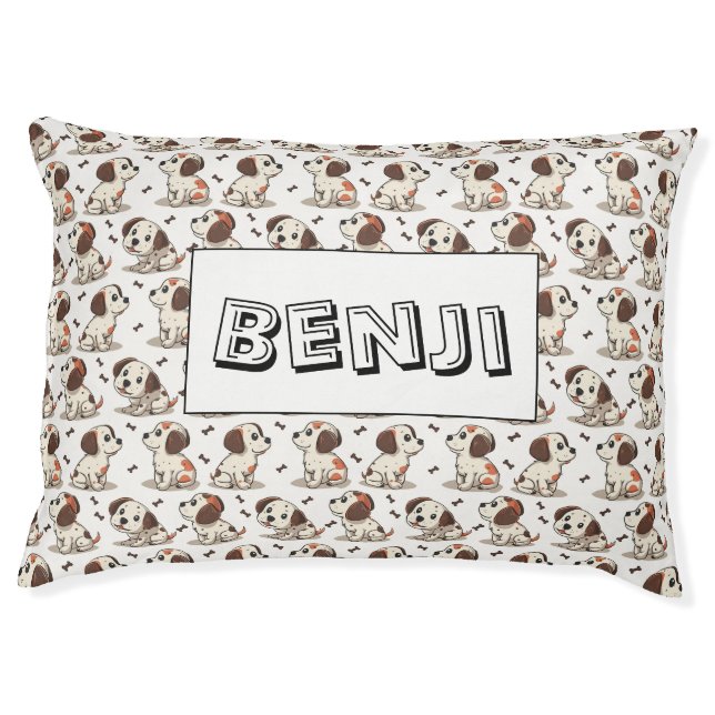 Cute cartoon dog pattern with pet name design bed (Front)