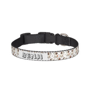 Cute cartoon dog pattern with pet name design collar