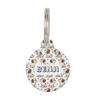 Cute cartoon dog pattern with pet name design ID tag
