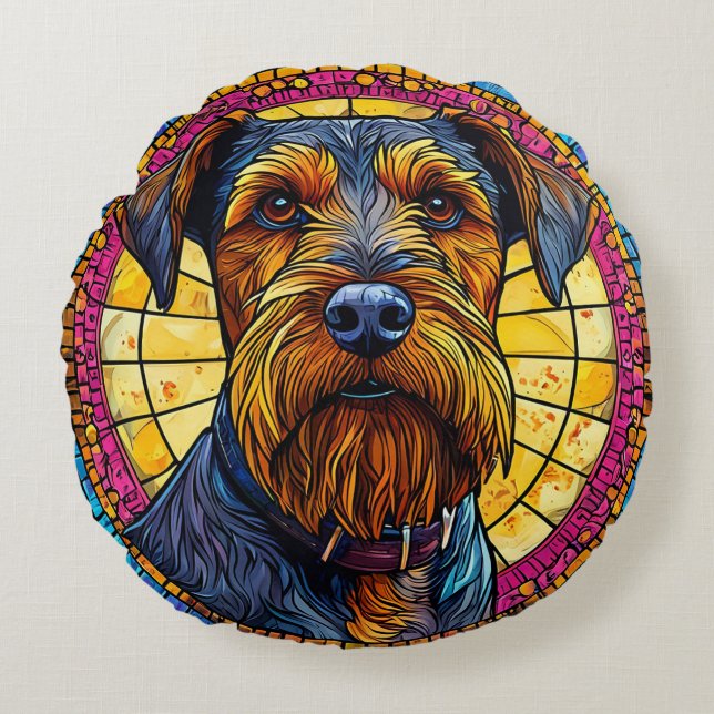 Cute cartoon Dog Round Pillow (Front)