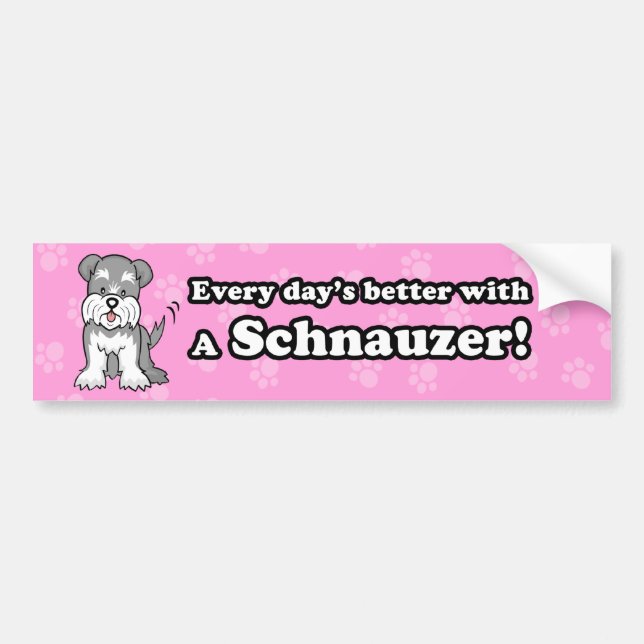 Cute Cartoon Dog Schnauzer Bumper Sticker (Front)