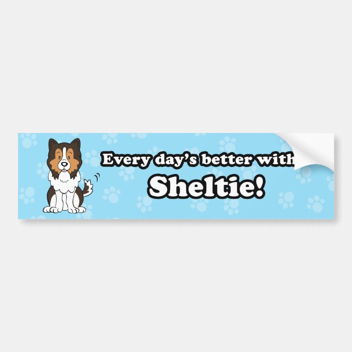 Cute Cartoon Dog Sheltie Bumper Sticker