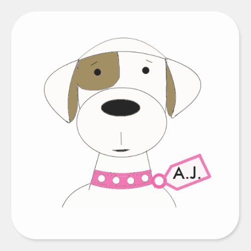 Cute Cartoon Dog Square Sticker