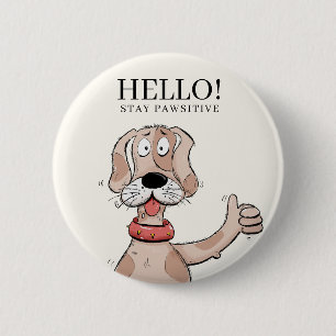 Cute Cartoon Dog Thumbs Up Typography Button 