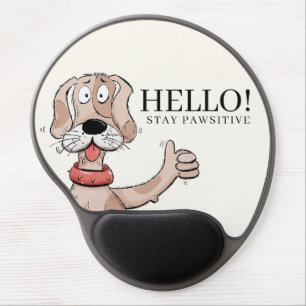 Cute Cartoon Dog Thumbs Up Typography Sticker  Gel Mouse Pad