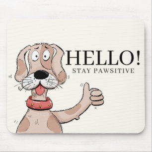Cute Cartoon Dog Thumbs Up Typography Sticker  Mouse Pad