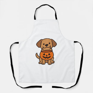 Cute Cartoon Dog Trick-or-Treating Classic T-Shirt Apron