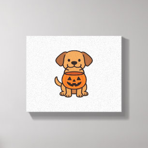 Cute Cartoon Dog Trick-or-Treating Classic T-Shirt Canvas Print