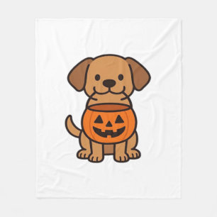 Cute Cartoon Dog Trick-or-Treating Classic T-Shirt Fleece Blanket