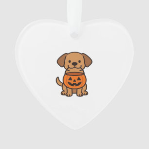 Cute Cartoon Dog Trick-or-Treating Classic T-Shirt Ornament