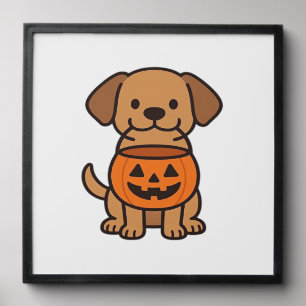 Cute Cartoon Dog Trick-or-Treating Classic T-Shirt Peel And Stick Photo Tile