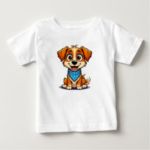 Cute Cartoon Dog Wearing a Blue Bandana Baby T-Shirt