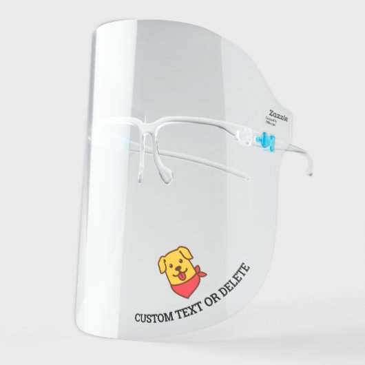 Cute Cartoon Dog Wearing Bandana, Custom Text Face Shield (Front Left)