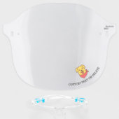 Cute Cartoon Dog Wearing Bandana, Custom Text Face Shield (Front w/Glasses)