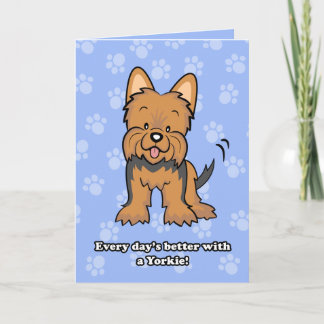 Cute Cartoon Dog Yorkie Greeting Card