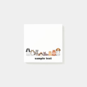 cute cartoon dogs and cats post it post-it notes
