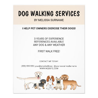 Cute Cartoon Dogs - Dog Walking Services Flyer
