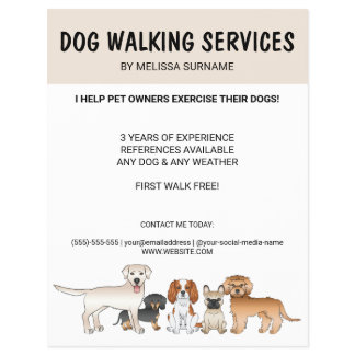 Cute Cartoon Dogs - Dog Walking Services Flyer