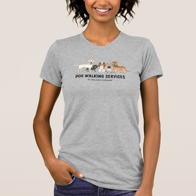 Cute Cartoon Dogs - Dog Walking Services T-Shirt (Front)
