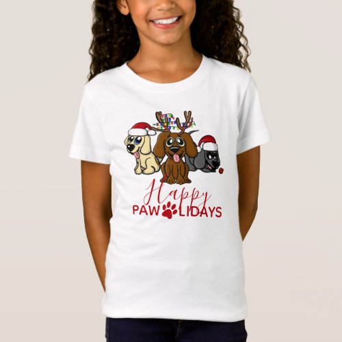 Cute Cartoon Dogs Funny Christmas Pet Lover T_Shirt
