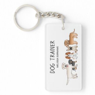 Cute Cartoon Dogs Illustration - Dog Trainer Keychain