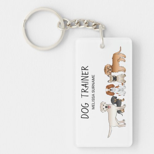 Cute Cartoon Dogs Illustration _ Dog Trainer Keychain