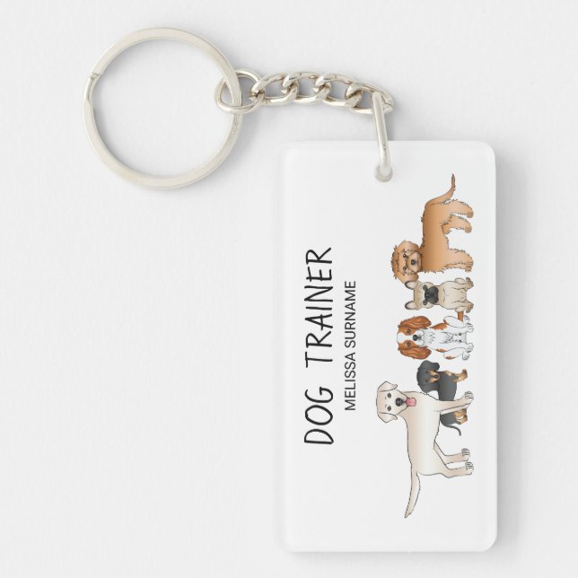 Cute Cartoon Dogs Illustration - Dog Trainer Keychain (Front)