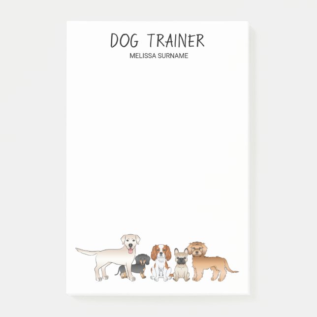 Cute Cartoon Dogs Illustration - Dog Trainer Post-it Notes (Front)