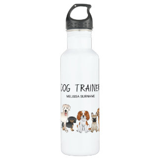Cute Cartoon Dogs Illustration - Dog Trainer Stainless Steel Water Bottle