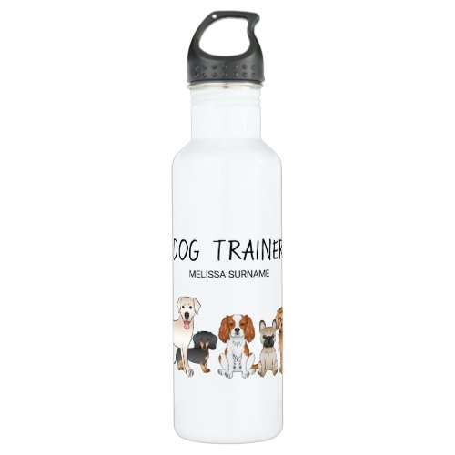 Cute Cartoon Dogs Illustration _ Dog Trainer Stainless Steel Water Bottle