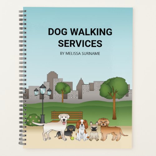 Cute Cartoon Dogs In A Park _ Dog Walking Services Planner