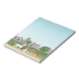 Cute Cartoon Dogs In A Park Illustration Notepad