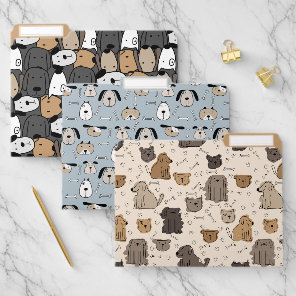 Cute Cartoon Dogs Pattern File Folder