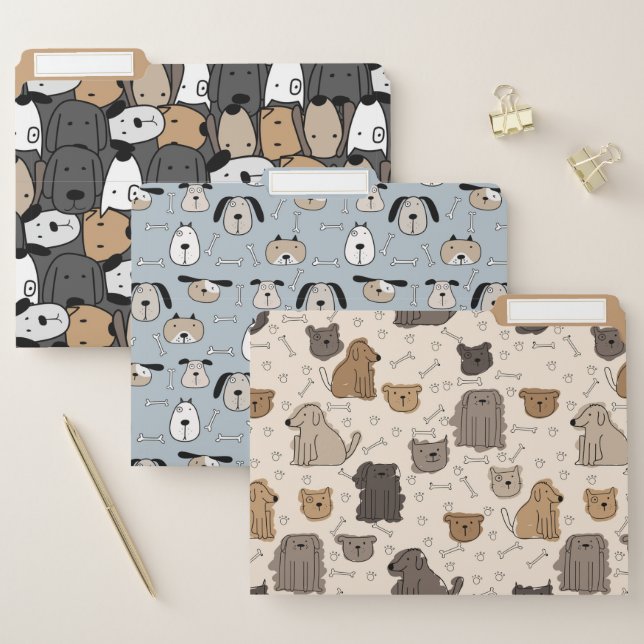 Cute Cartoon Dogs Pattern File Folder (Set)