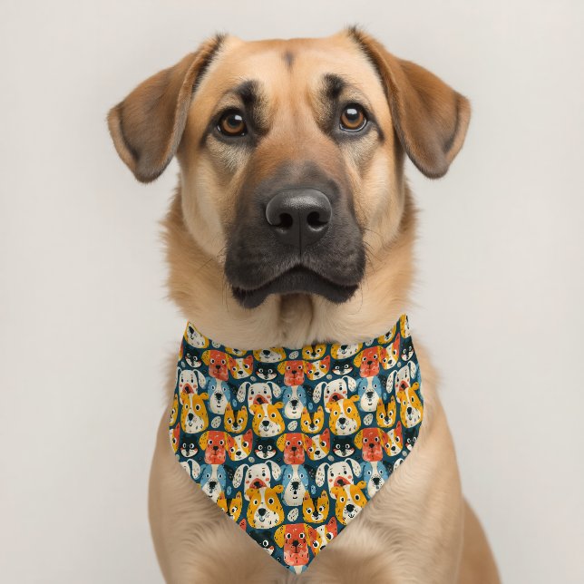 Cute Cartoon Dogs Pet Bandana Collar (Dog 2)