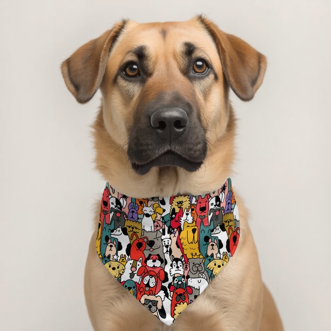 Cute Cartoon Dogs Pet Bandana Collar (Dog 2)