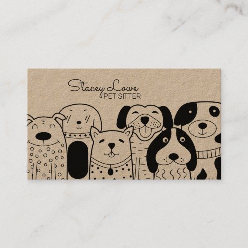 Cute Cartoon Dogs Pet Sitter  Dog Walker Business Business Card