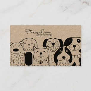 Cute Cartoon Dogs Pet Sitter   Dog Walker Business Card