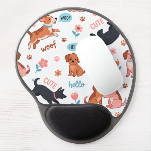 Cute Cartoon Dogs Playful Summer Aesthetic Gel Mouse Pad