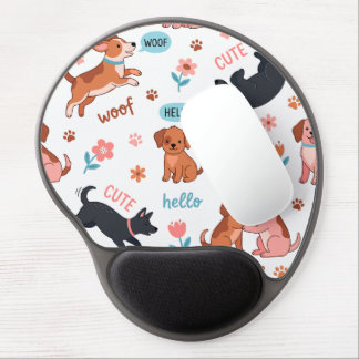 Cute Cartoon Dogs Playful Summer Aesthetic Gel Mouse Pad